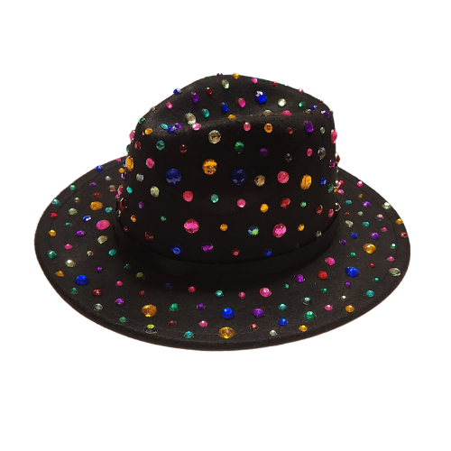 Rhinestone Studded Fedora Hat